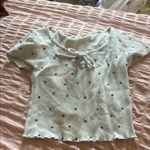 SO White and Black Star Crop Top